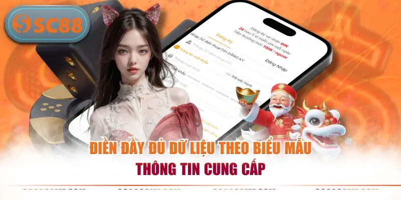 Điền đầy đủ dữ liệu theo biểu mẫu thông tin cung cấp